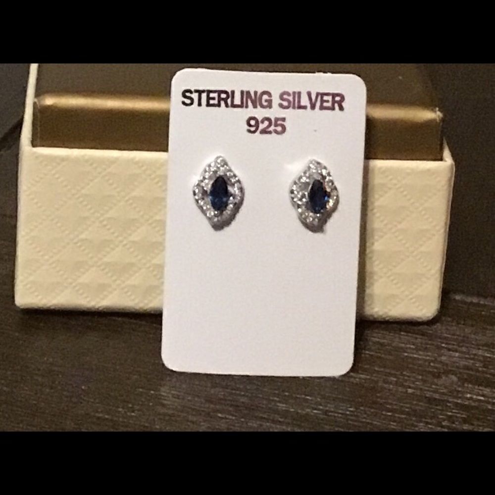 2 Ct. Lab Created Sapphire/White Topaz Earrings